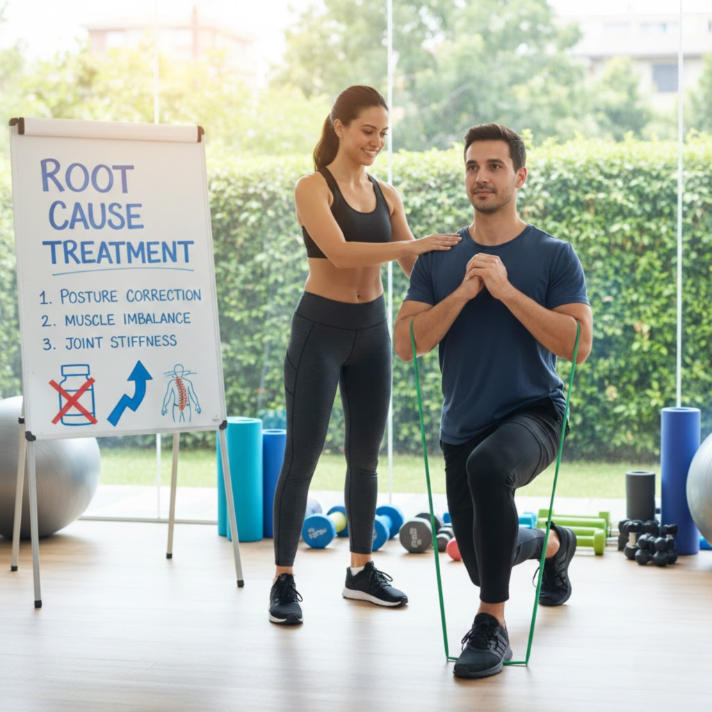 Physiotherapy clinic treatment session for pain relief