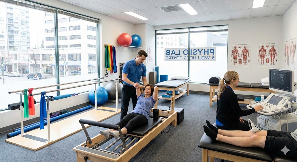 Physiotherapy clinic treatment session for pain relief